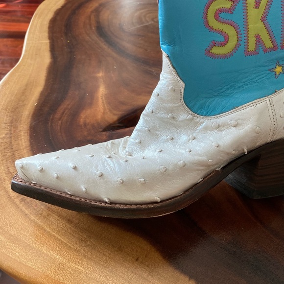 Miron Crosby Apres Ski Pearlized Full Quill Ostrich Cowboy Boots size 9 - Picture 5 of 6